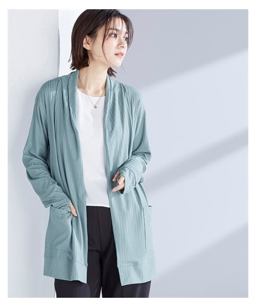 nissen（ニッセン）の「【持続冷感・UVカット】指穴付トッパーカーディガン（カーディガン/ボレロ・レディース・黒/ライトグレー/スモーキーブルー/モカ・S/M/L/LL/3L/4L/5L/6L）」の7枚目の写真