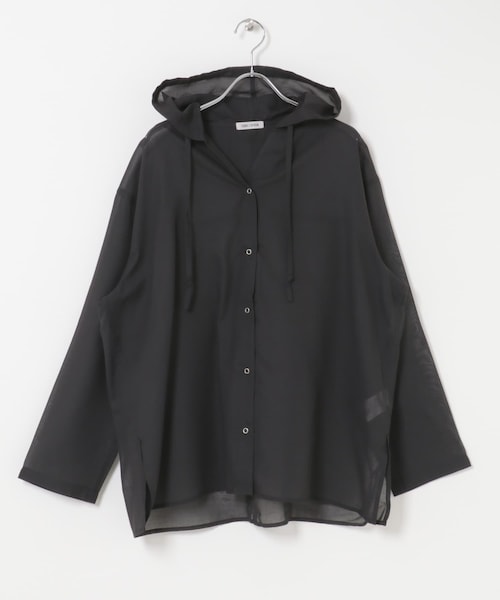 URBAN RESEARCH DOORS(アーバンリサーチドアーズ)の「FORK&SPOON シアーフーディーシャツ(シャツ/ブラウス・レディース・BLACK/BEIGE・1)」の1枚目の写真