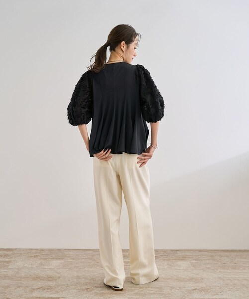 ROPE'（ロペ）の「ジャガードスリーブコンビブラウス/イージーケア（シャツ/ブラウス・レディース・ブラック/ホワイト・F）」の9枚目の写真