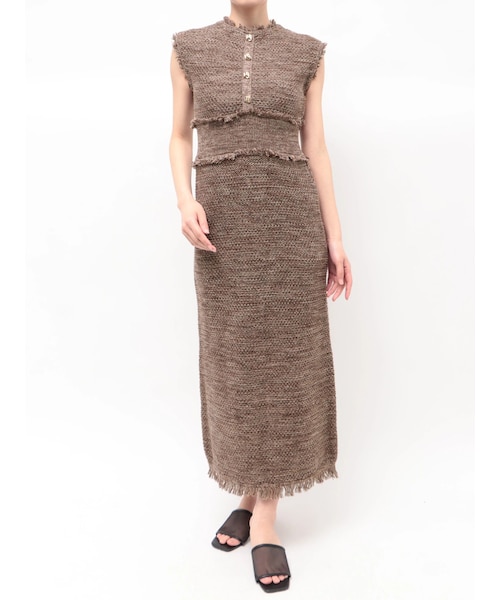 TONAL(トーナル)の「サマーツイードリブニットワンピース(ワンピース・レディース・グレー/ピンク/ブラウン・M/S)」の8枚目の写真