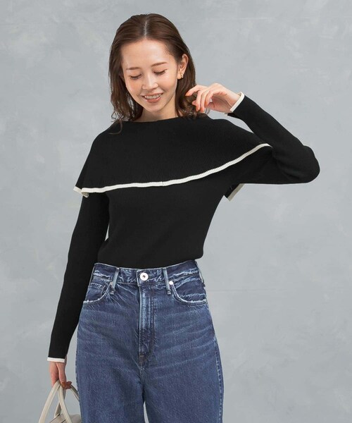 URBAN RESEARCH ROSSO（アーバンリサーチロッソ）の「2wayネックバイカラーケープニット（ニット/セーター・レディース・OFF/BEIGE/BLACK・FREE）」の17枚目の写真