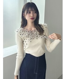 dazzlin | リボンチュールオフショルニットトップス(ニット/セーター)