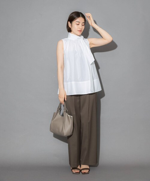 URBAN RESEARCH ROSSO（アーバンリサーチロッソ）の「ウエストマークハイネックシャツブラウス（シャツ/ブラウス・レディース・OFF WHITE/BLACK・Free）」の5枚目の写真