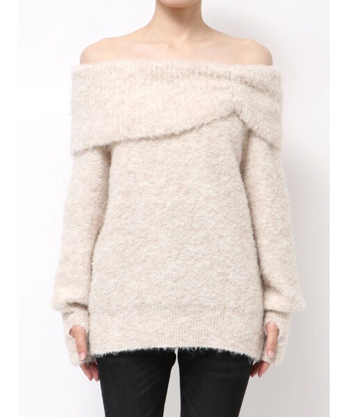 EMODA（エモダ）の「TUCK OFF SHOULDER KNIT（ニット/セーター・レディース・アイボリー/グレー/ブラック・F）」の11枚目の写真