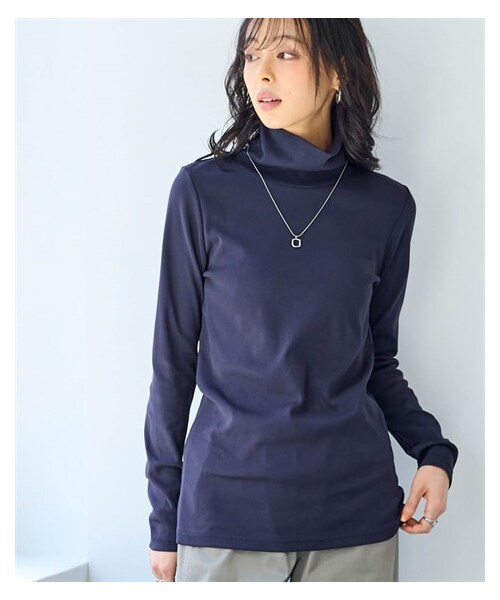 nissen（ニッセン）の「綿１００％フライス素材タートルネック長袖Ｔシャツ（UVカット）＜大きいサイズ有＞（Tシャツ/カットソー・レディース・黒/オフホワイト/グレージュ/杢チャコールグレー/ネイビー/ライムグリーン/トープ/ディープグリーン・L/LL/3L/4L/5L/6L/8L/10L/S/M）」の13枚目の写真