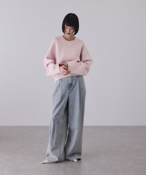 ADAM ET ROPE'(アダムエロペ)の「バイカラーリバーシブルニットプルオーバー(ニット/セーター・レディース・チャコール/ダークブラウン系/ピンク・F)」の13枚目の写真