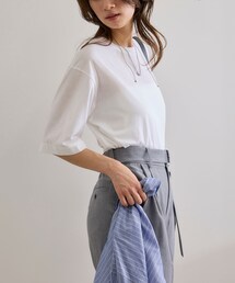 【洗える】グレイス天竺 5分袖Tシャツ