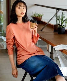 nissen | 大きいサイズ 綿100％汗染みしにくい長袖クルーネックプルオーバー(Tシャツ/カットソー)