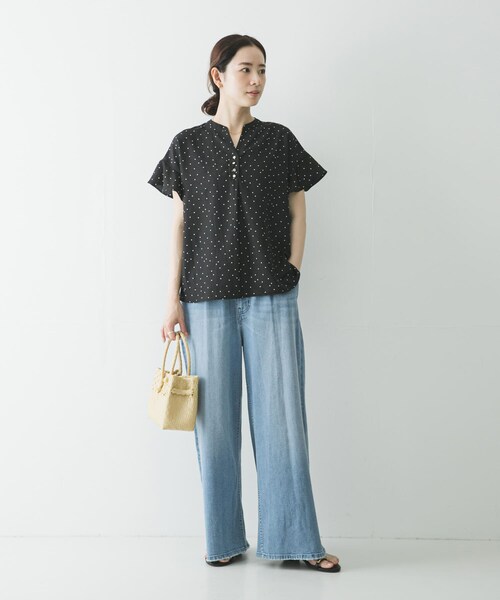 URBAN RESEARCH(アーバンリサーチ)の「フレンチスリーブスキッパーブラウス(シャツ/ブラウス・レディース・OFF WHITE/BLACK DOT/SAX・Free)」の15枚目の写真