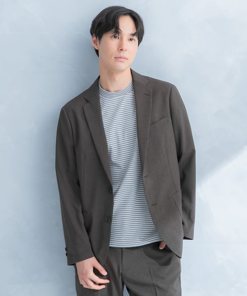 URBAN RESEARCH DOORS(アーバンリサーチドアーズ)の「LIFE STYLE TAILOR リネンライクコンフォータブルジャケット(テーラードジャケット・メンズ・BLUE NAVY/GRAY/OLV BROWN・S/M/L/XL)」の2枚目の写真