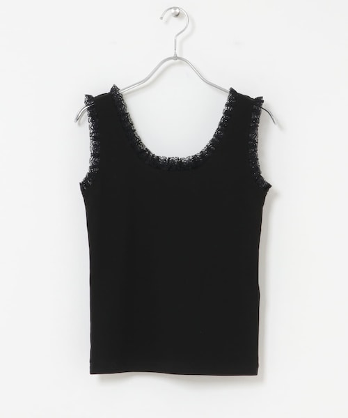 SENSE OF PLACE by URBAN RESEARCH(センスオブプレイスバイアーバンリサーチ)の「レースフリルタンクトップ(タンクトップ・レディース・OFF WHITE/BLACK・One)」の2枚目の写真