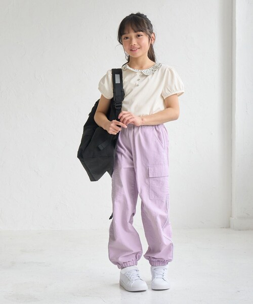 ROPE' PICNIC（ロペピクニック）の「【KIDS/キッズ】プチフラワー衿付きトップス/セットアップ対応（Tシャツ/カットソー・キッズ・ブラック/オフホワイト・L/M/S）」の20枚目の写真