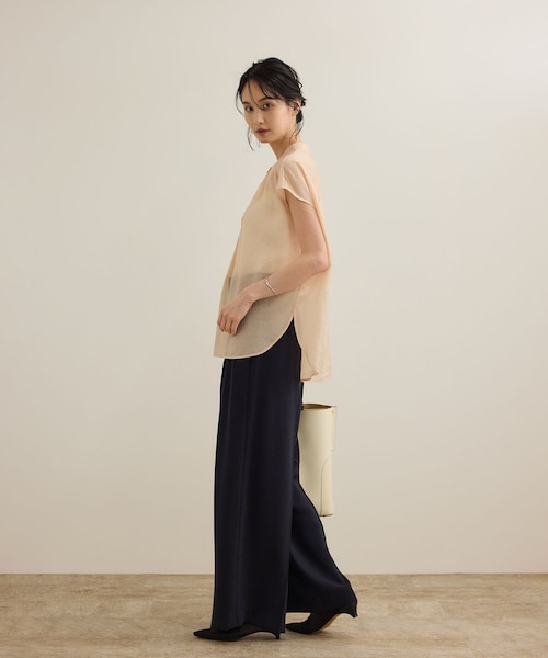 ROPE'（ロペ）の「【洗える】キュプラシルク フレンチスリーブブラウス（シャツ/ブラウス・レディース・ホワイト/ベージュ/ネイビー/ピンク系・F）」の15枚目の写真