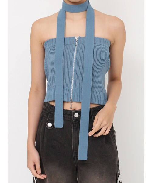 jouetie（ジュエティ）の「ストールセットマルチWAYニットビスチェ（キャミソール・レディース・グレー/ブラック/ブルー/レッド・M）」の16枚目の写真