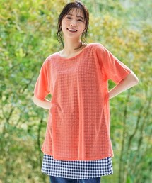 nissen | 大きいサイズ　涼やかカットソースラブバックリボン重ね着風チュニック(チュニック)