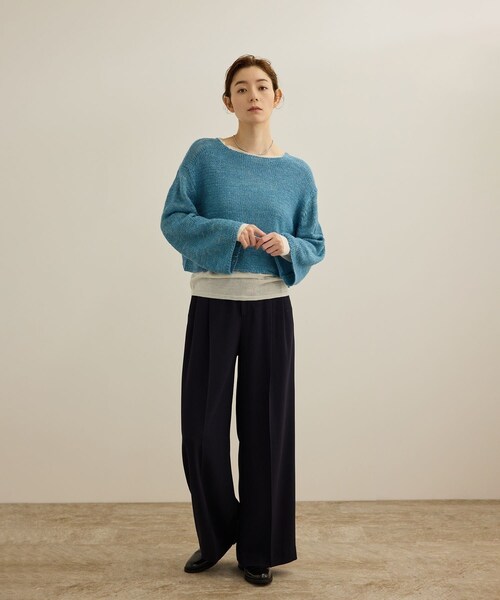 ROPE'（ロペ）の「【洗える】スラブリネン ボートネックプルオーバー（ニット/セーター・レディース・ホワイト/ベージュ/ターコイズ・F）」の16枚目の写真