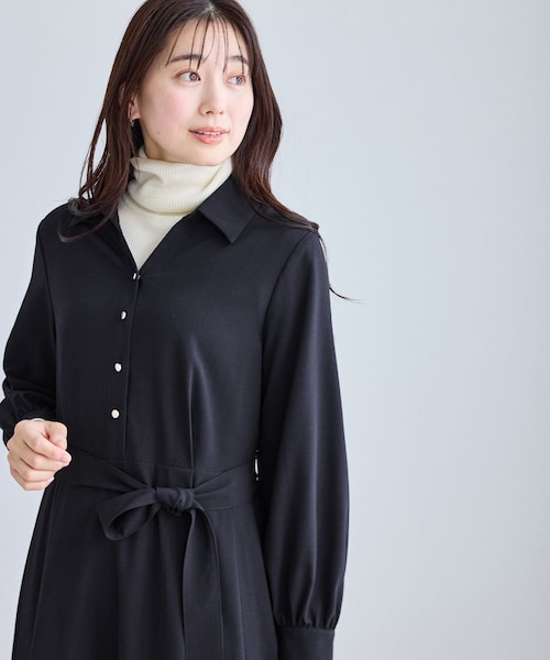 ROPE' PICNIC（ロペピクニック）の「リボンシャツワンピース（シャツワンピース・レディース・ベージュ/ネイビー・L/M/S）」の21枚目の写真