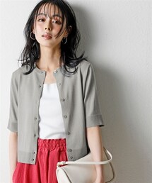 nissen | 【アイスクリーンプレミアム】クルーネック5分袖カーディガン（持続冷感・毛玉になりにくい・UVカット・洗濯機で洗える・遮熱）＜大きいサイズ有＞(カーディガン/ボレロ)