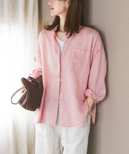 URBAN RESEARCH DOORS(アーバンリサーチドアーズ)の「リネンオーバーシャツ(シャツ/ブラウス・レディース・STRIPE/PINK/L.GRAY・Free)」の18枚目の写真