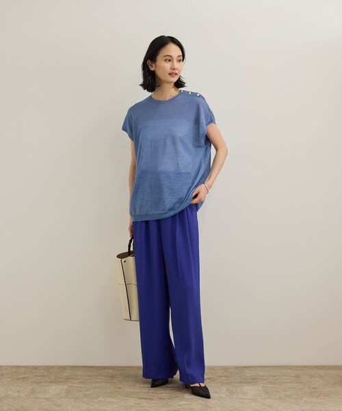 ROPE'（ロペ）の「ラミー フレンチスリーブプルオーバー/サマーニット（ニット/セーター・レディース・ベージュ/ネイビー/ブルー・F）」の10枚目の写真