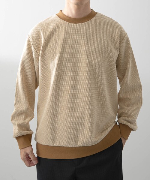 ITEMS URBANRESEARCH（アイテムズ アーバンリサーチ）の「バーズアイ ジャカード スウェット（スウェット・メンズ・BEG/D.BRN/NVY・M/L）」の2枚目の写真
