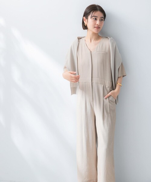 URBAN RESEARCH ROSSO（アーバンリサーチロッソ）の「リネンライク5分袖オールインワン（つなぎ/オールインワン・レディース・BLACK/BEIGE・36/38）」の21枚目の写真