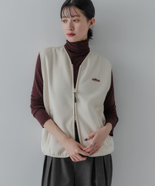 URBAN RESEARCH（アーバンリサーチ）の「『別注』THOUSAND MILE×URBAN RESEARCH　KNIT FREECE ZIP VEST（ベスト・レディース・OFF WHITE/BORDEAUX/BLACK・FREE）」の15枚目の写真