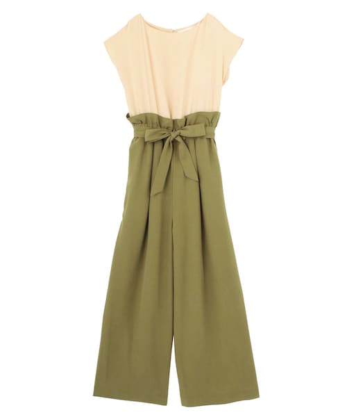 LAGUNAMOON（ラグナムーン）の「ハイウエストワイドパンツコンビネゾン（つなぎ/オールインワン・レディース・ブラック/カーキ/ベージュ・M/S）」の5枚目の写真