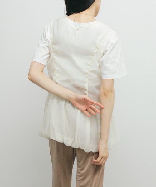 KBF（ケイビーエフ）の「ドロストバルーンスリーブレストップス（チュニック・レディース・IVORY/MAUVE GRAY/BLACK・one）」の7枚目の写真