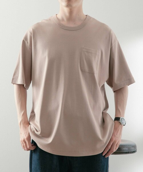 ITEMS URBANRESEARCH（アイテムズ アーバンリサーチ）の「シルケットスムース クルーネックTシャツ（Tシャツ/カットソー・メンズ・KHK/WHT/BLK/BEG/PNK・M/L）」の16枚目の写真