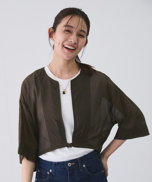 Jayro(ジャイロ)の「ショートシアーブルゾン(ブルゾン・レディース・ブラック/カーキ・F)」の2枚目の写真
