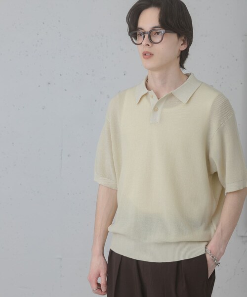 SENSE OF PLACE by URBAN RESEARCH(センスオブプレイスバイアーバンリサーチ)の「『ユニセックス/洗濯可』エアリーメランジニットポロシャツ(ニット/セーター・メンズ・IVORY/BLACK/CHARCOAL/MOCHA/NAVY・M/L)」の13枚目の写真
