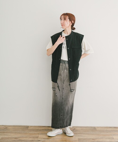 ITEMS URBANRESEARCH（アイテムズ アーバンリサーチ）の「ダブルウエストデニムスカート（デニムスカート・レディース・BLU/BLK・FREE）」の7枚目の写真