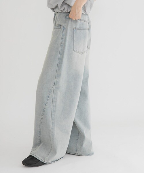 KBF(ケイビーエフ)の「WIDEレッグアジャストデニム(デニムパンツ・レディース・BLUE/L.BLUE・36/38/34)」の6枚目の写真