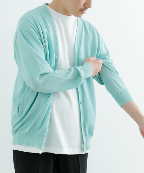 ITEMS URBANRESEARCH（アイテムズ アーバンリサーチ）の「ハイゲージ天竺ニット カーディガン（カーディガン/ボレロ・メンズ・MNT/BLK・M/L）」の22枚目の写真