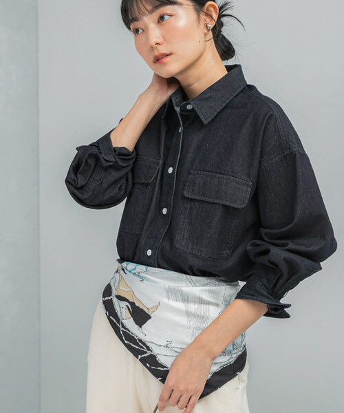 URBAN RESEARCH ROSSO（アーバンリサーチロッソ）の「『WEB限定』デニムオーバーシャツ（シャツ/ブラウス・レディース・INDIGO/FOG PINK・Free）」の3枚目の写真