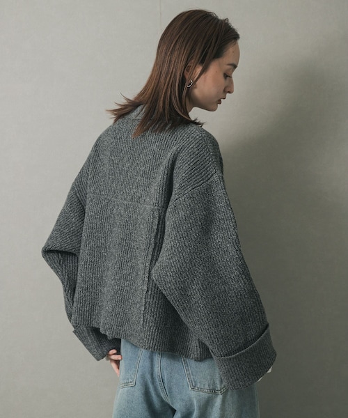 SENSE OF PLACE by URBAN RESEARCH(センスオブプレイスバイアーバンリサーチ)の「ニットショートジャケット(テーラードジャケット・レディース・BROWN/Y.BEIGE/CHARCOAL・one)」の7枚目の写真