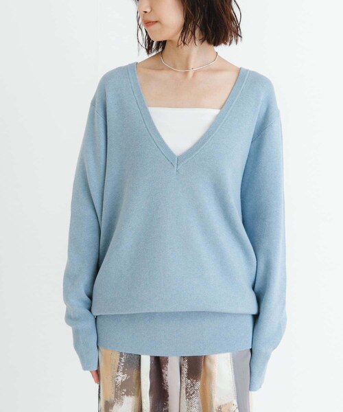 URBAN RESEARCH（アーバンリサーチ）の「new basic　カシミヤコットンVネックチュニックニット（チュニック・レディース・KHAKI/PINK/SAX・FREE）」の22枚目の写真