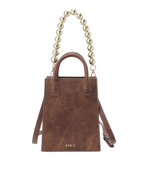 EVRIS（エヴリス）の「ボールチェーンモチーフスクエアショルダーBAG（ショルダーバッグ・レディース・ブラック/ブルー/ブラウン・F）」の2枚目の写真