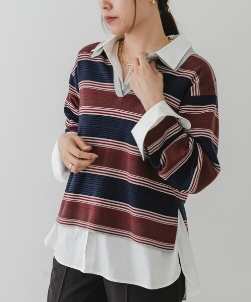 URBAN RESEARCH ROSSO（アーバンリサーチロッソ）の「F by ROSSO　ラガーニットプルオーバー（ニット/セーター・レディース・GRAY BD/NAVY BD/BLACK・Free）」の13枚目の写真