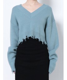 EMODA | ワイドクロップドVニット(ニット/セーター)