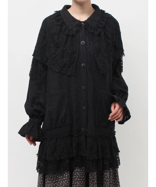 merry jenny（メリージェニー）の「レースケープジャケット（テーラードジャケット・レディース・オフホワイト/ブラック・F）」の4枚目の写真
