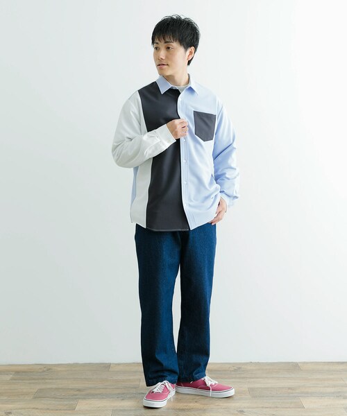 ITEMS URBANRESEARCH(アイテムズ アーバンリサーチ)の「Vertical Switch 長袖シャツ(シャツ/ブラウス・メンズ・L.BLU/WHT/BLU・M/L)」の9枚目の写真