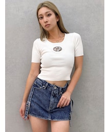 GYDA | GD bijou MOLDハーフスリーブニットトップス(ニット/セーター)