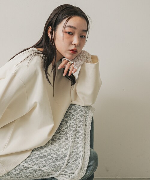 SENSE OF PLACE by URBAN RESEARCH（センスオブプレイスバイアーバンリサーチ）の「スキッパールーズトップ（その他トップス・レディース・IVORY/CAMEL/CHARCOAL・one）」の5枚目の写真