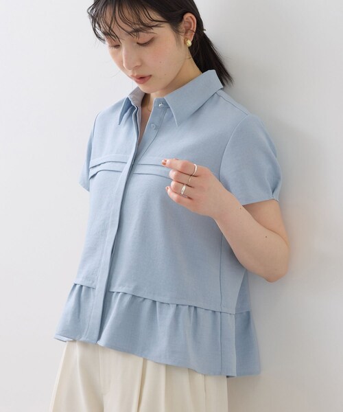 VIS（ビス）の「美easyリネンライクシャツブラウス/接触冷感・セットアップ対応（シャツ/ブラウス・レディース・キナリ/ネイビー/サックス・F）」の19枚目の写真