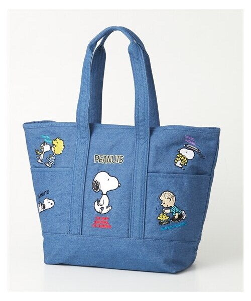 nissen（ニッセン）の「スヌーピーデニムトートバッグ（トートバッグ・メンズ・ライトブルー/インディゴ・Y）」の3枚目の写真