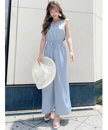 GYDA | サテンサイドオープンロンパース(つなぎ/オールインワン)