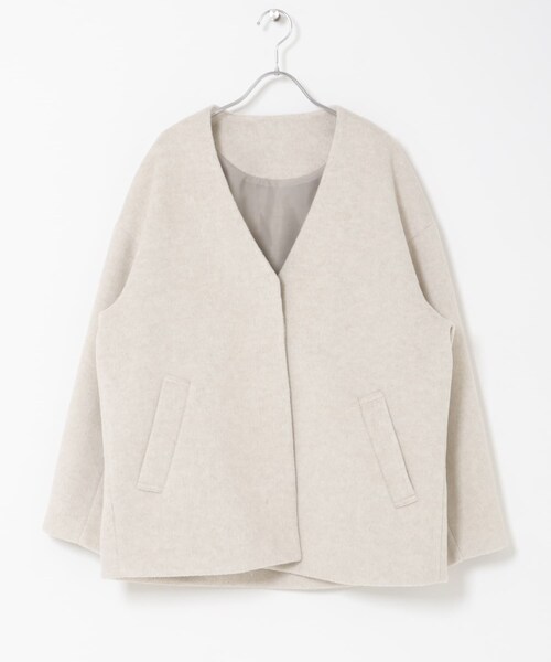 ITEMS URBANRESEARCH（アイテムズ アーバンリサーチ）の「ノーカラーコクーンジャケット（ノーカラージャケット・レディース・GRY/IVO・Free）」の11枚目の写真