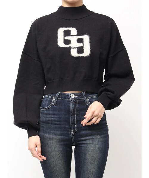 GYDA(ジェイダ)の「GGインターシャニットトップス(ニット/セーター・レディース・オフホワイト/ブラック/パープル・F)」の4枚目の写真